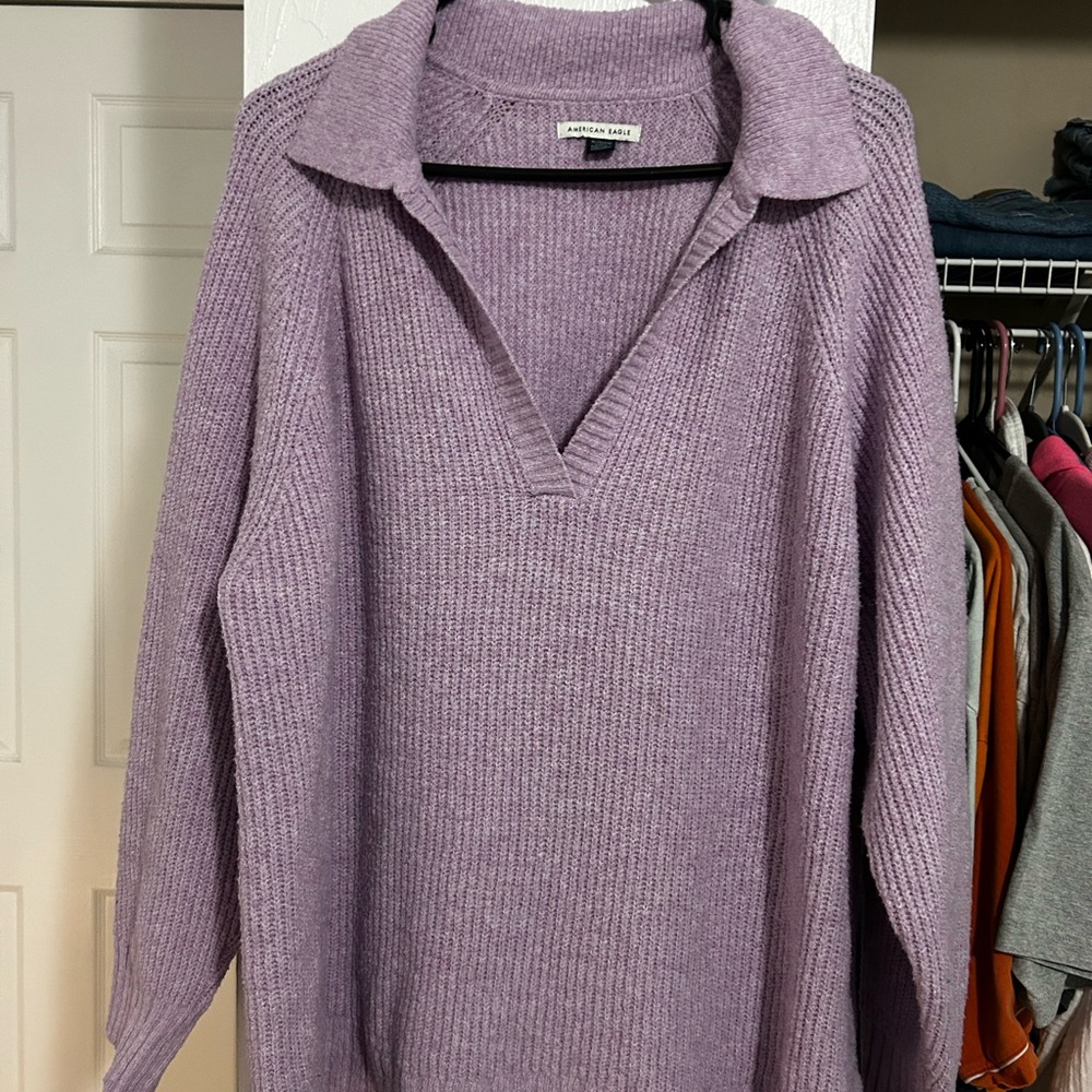 American Eagle Outfitters Purple V-Neck Sweater